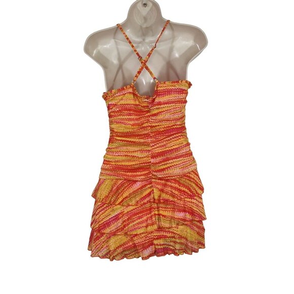 Wild Fable Orange Yellow Layered Tiered Mini Dress Women Size M Sleeveless NEW - Picture 4 of 8